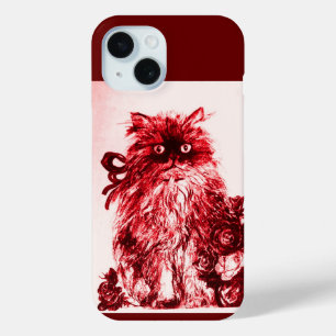 KITTEN WITH WHITE RED ROSES iPhone 15 CASE