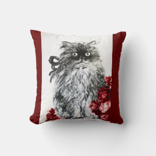 KITTEN WITH WHITE RED ROSES CUSHION