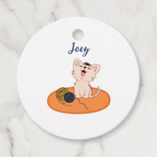 Kitten with Wool Ball Favour Tags