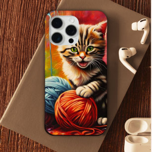 Kitten With Yarn Balls iPhone 15 Pro Max Case