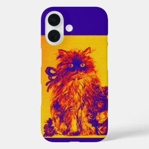 KITTEN WITH YELLOW BLUE ROSES iPhone 16 CASE