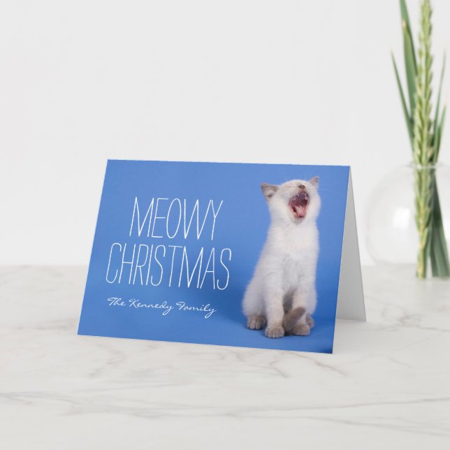 Kitten yawning holiday card (Front)