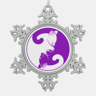 kitten yin yang pewter ornament