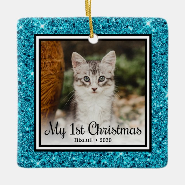 Kitten's 1st Christmas Ceramic Ornament (Front)