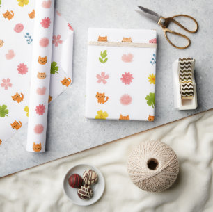 Kittens and Flowers Wrapping Paper