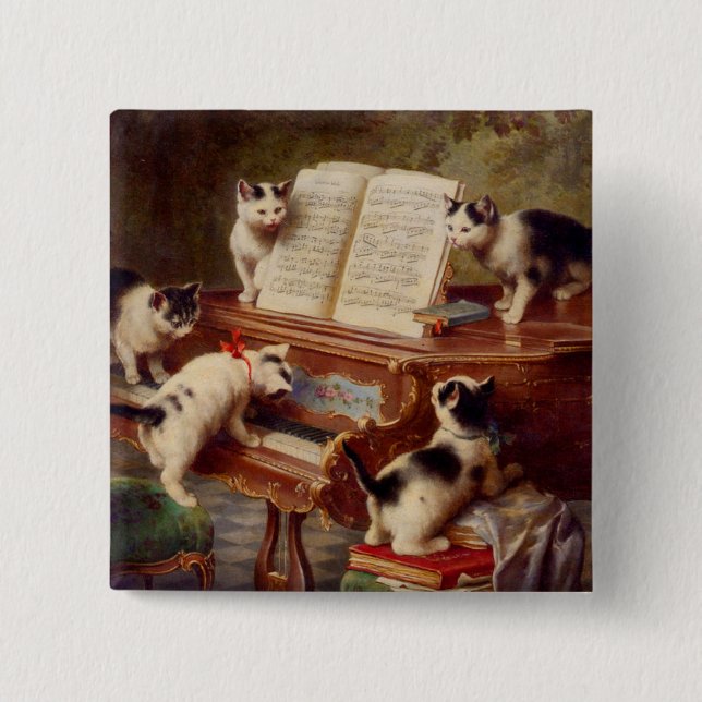 Kittens and Piano 15 Cm Square Badge (Front)