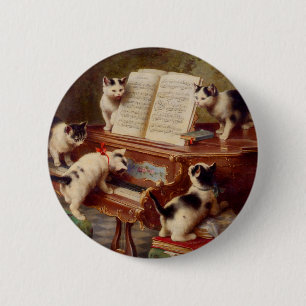 Kittens and Piano 6 Cm Round Badge