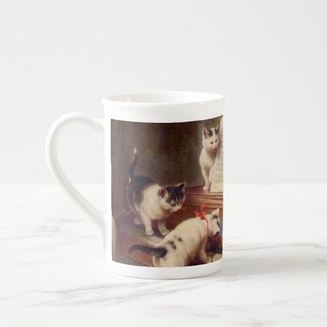 Kittens and Piano Bone China Mug (Left)