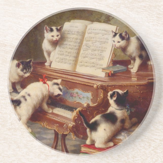 Kittens and Piano Coaster (Front)