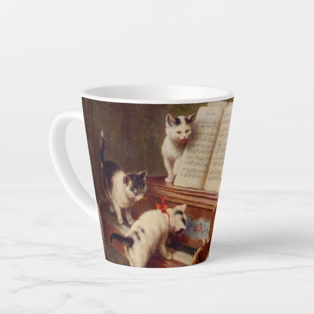 Kittens and Piano Latte Mug (Left Angle)