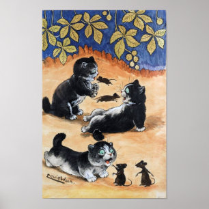 Kittens and Rats, Louis Wain Poster