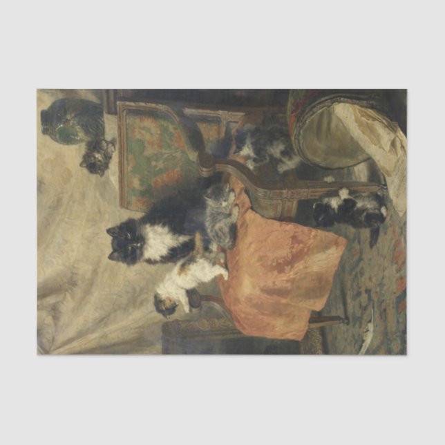 Kittens at Play by Henriette Ronner-Knip Tissue Paper (Front)