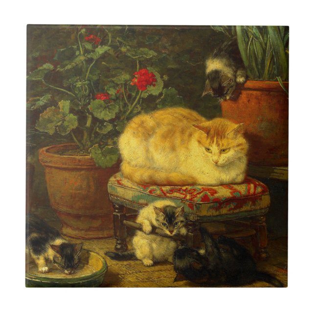 Kittens at Play Ceramic Tile (Front)