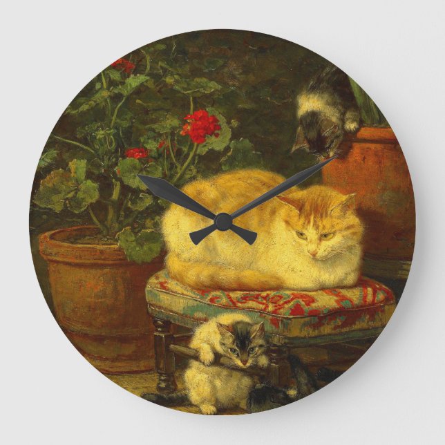 Kittens at Play Large Clock (Front)