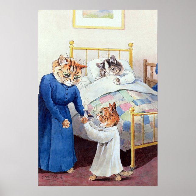 Kitten's Bedtime, Louis Wain Poster (Front)