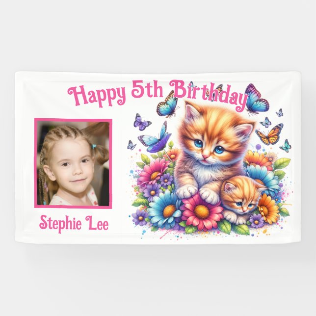 Kittens, Butterflies, Flowers & Photo Banner (Horizontal)