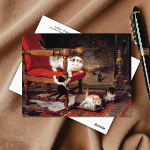 Kittens by Fireplace Henriëtte Ronner-Knip Postcard