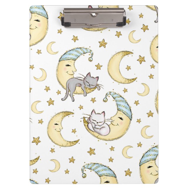 Kittens Dreaming on the Moon Clipboard (Front)