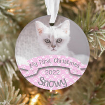 Kitten's First Christmas Pink Paw Print Photo