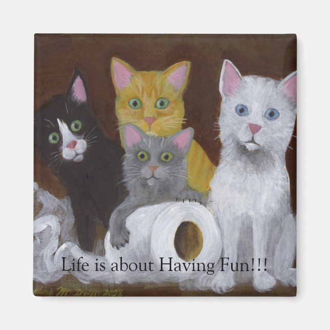 Kittens Having Fun Magnet (Front)