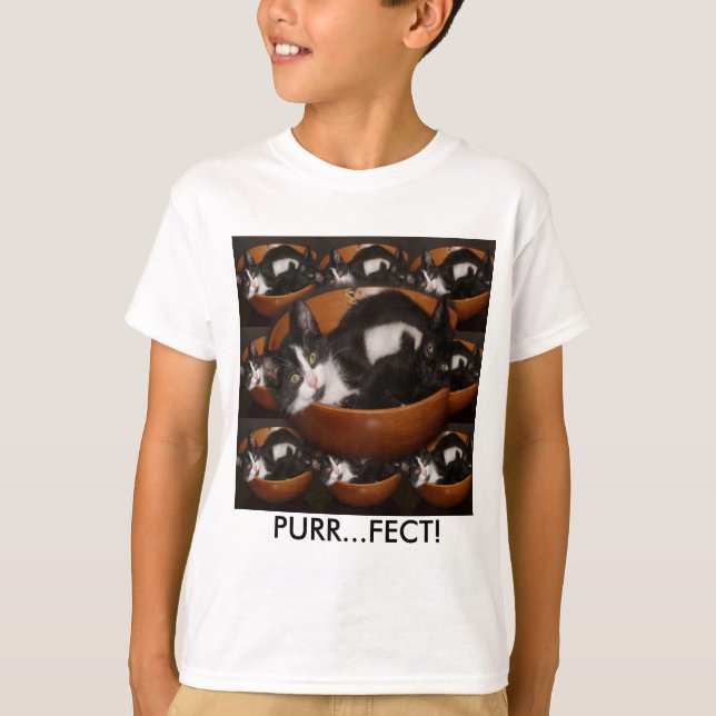 Kittens in a Bowl with Pattern T-Shirt (Front)