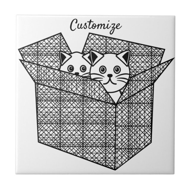Kittens in a Box Thunder_Cove Ceramic Tile (Front)