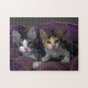 Kittens in a Purple Bed Jigsaw Puzzle