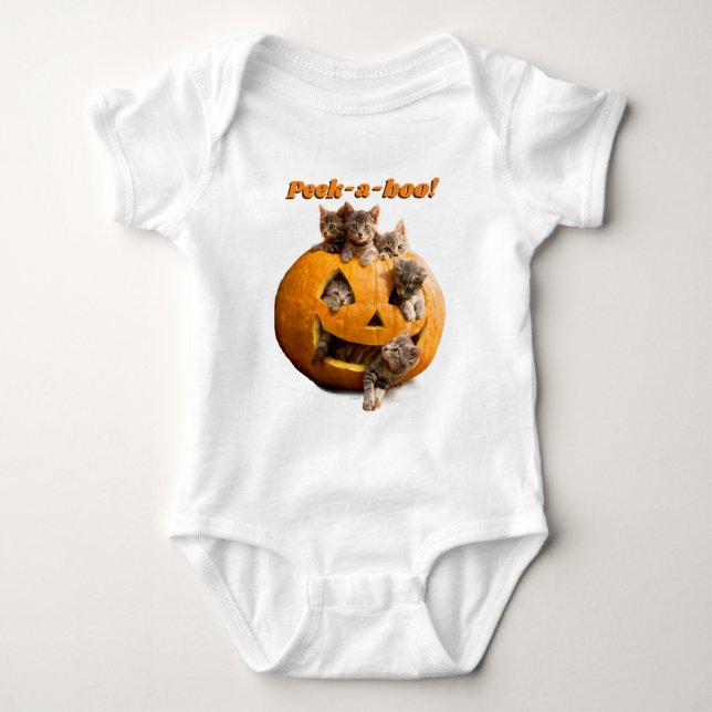 Kittens in Jack-o-Lantern Baby Bodysuit (Front)