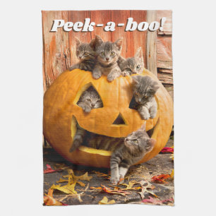Kittens in Jack-o-Lantern Tea Towel