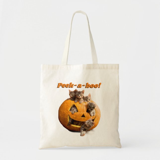 Kittens in Jack-o-Lantern Tote Bag (Front)