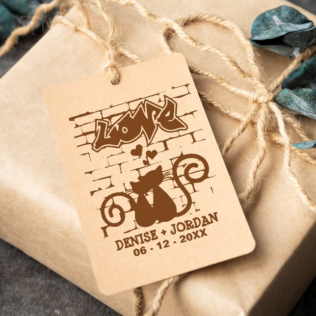 Kittens in love on Graffiti Wall for Wedding Rubber Stamp (Creator Uploaded)