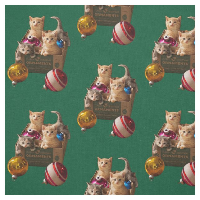 Kittens in Ornament Box Fabric (Swatch)