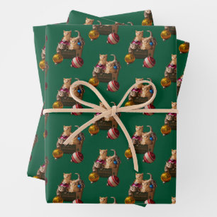 Kittens in Ornament Box Wrapping Paper Sheet