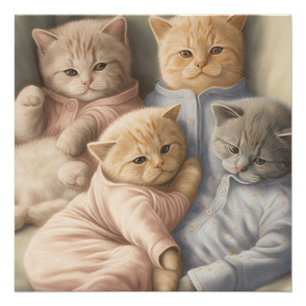 Kittens in pyjamas poster print