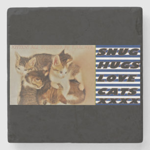 Kittens in repose picture original stone coaster