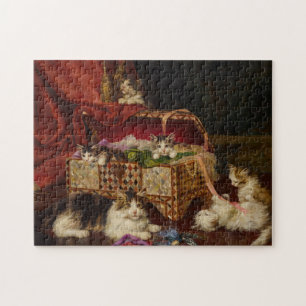 Kittens in Sewing Basket   Jules Leroy Jigsaw Puzzle