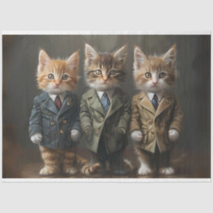 Kittens in Suits on Stage Decoupage  Tissue Paper