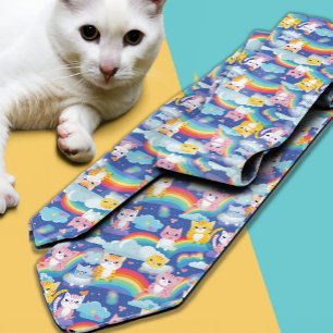 Kittens on Rainbows Over the Top Funny Happy Tie