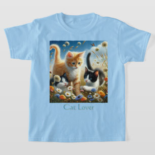 Kittens Playing in Garden Cat Lover  T-Shirt