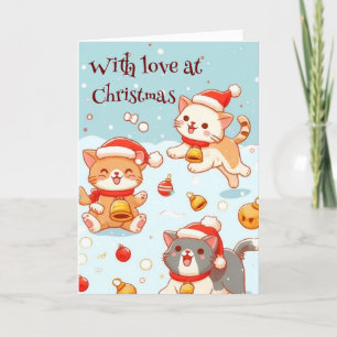 Kittens Playing in the Snow Christmas Card