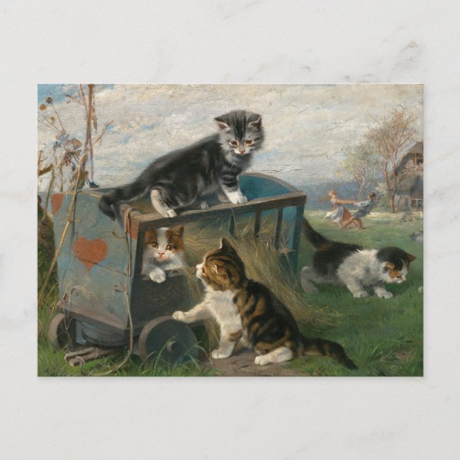 Kittens Playing | Julius Adam the Younger Postcard (Front)