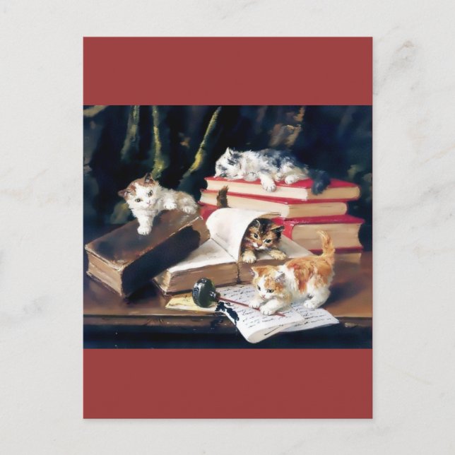 Kittens playing on a desk postcard (Front)