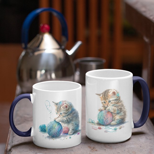 Kittens Playing with a Ball of Yarn Coffee Mug (Kittens Playing with a Ball of Yarn Coffee Mug)