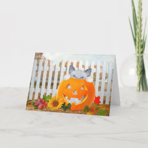 Kitten's Pumpkin Playtime Greeting Card