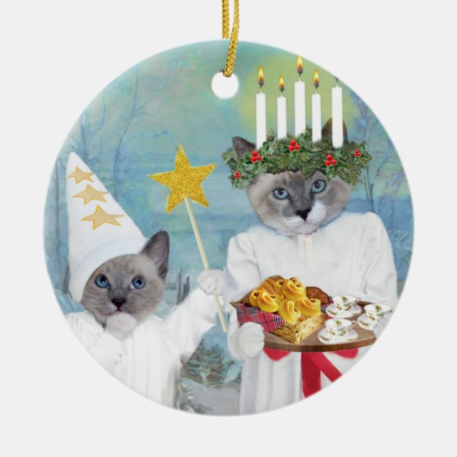 Kittens' Santa Lucia Personalised Ornament (Front)