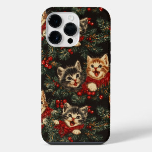 Kittens Singing O Christmas Tree In Sweaters iPhone 14 Pro Max Case