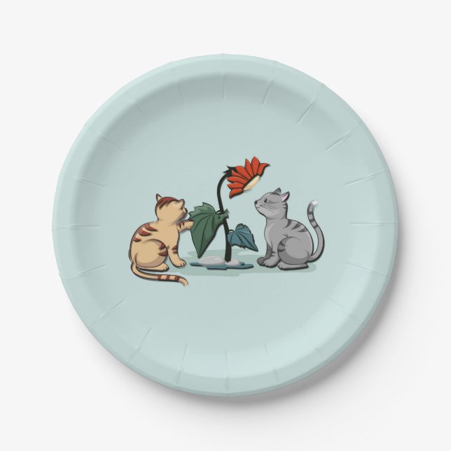 Kittens Summer Delight Flower Game Paper Plate (Front)