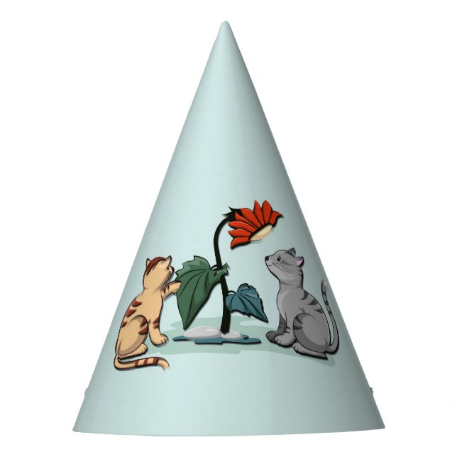 Kittens Summer Delight Flower Game Party Hat (Front)