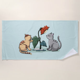 Kittens Summer Delight Seafoam Green Beach Towel