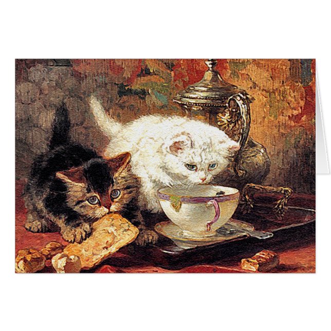 Kittens -Tea for Two - Cat Painting (Front Horizontal)